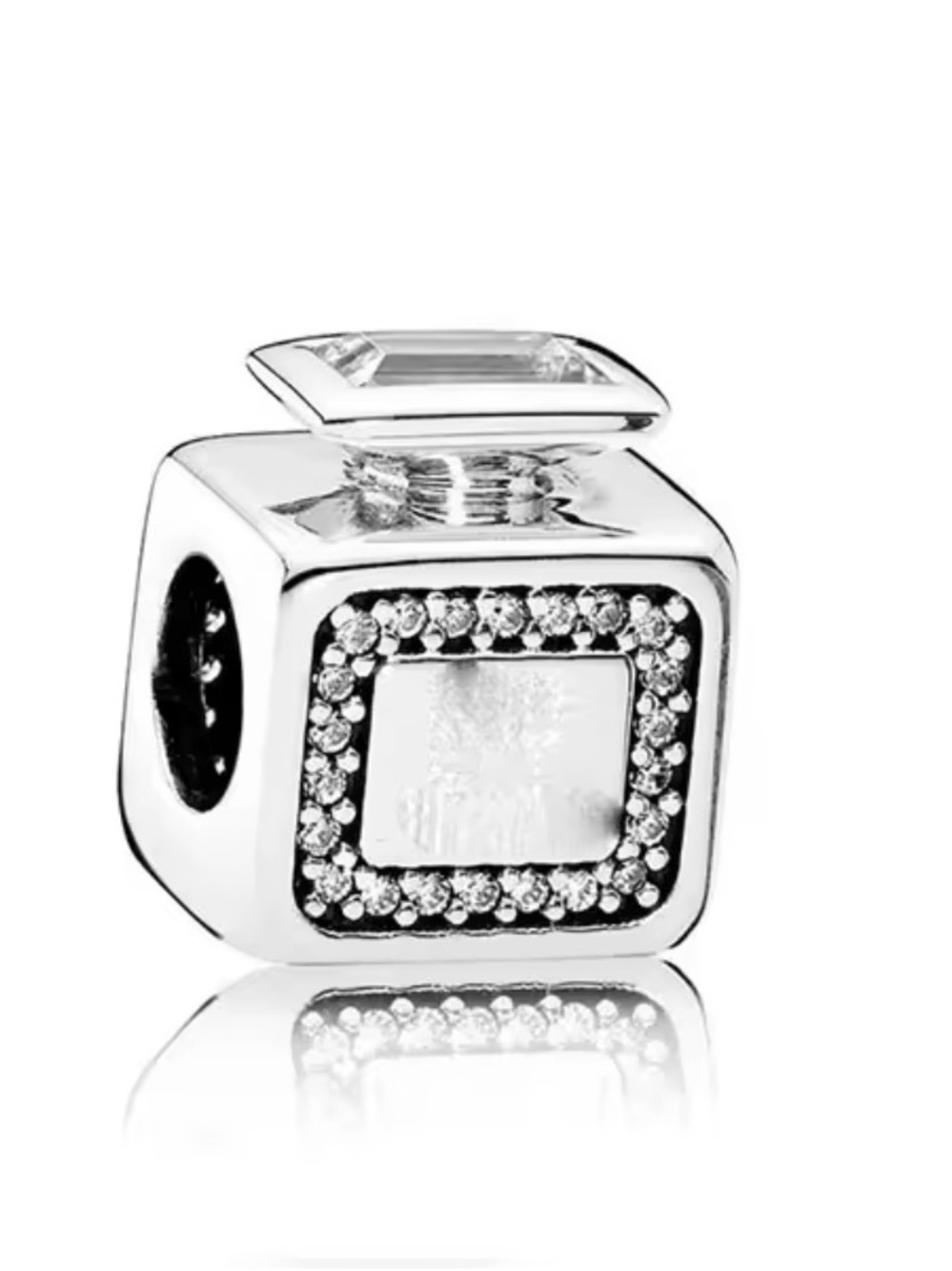 Silver Perfume Bottle Charm with Clear Stones